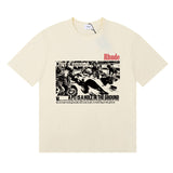 Rhude T Shirts Racing Tire Change Scene Printed Cotton Casual Short Sleeves Men and Women