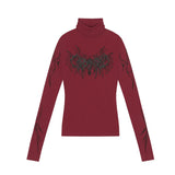 Unisex long-sleeved shirt high collar dark gridsprinting