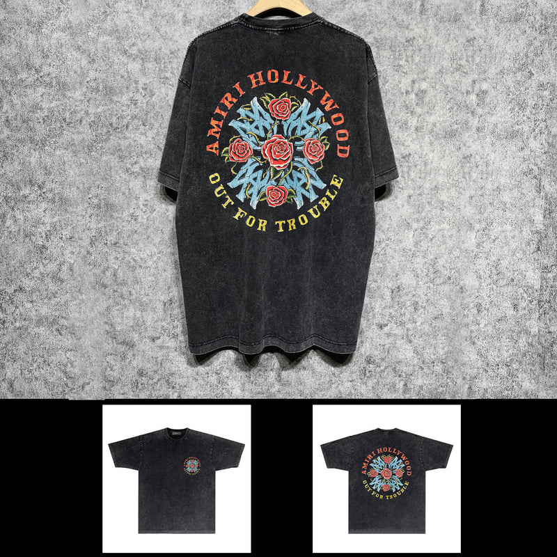 Amiri washed t-shirt floral printing short sleeve