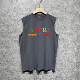 Amiri tank top colorful graffiti letter horizontal stripprinting