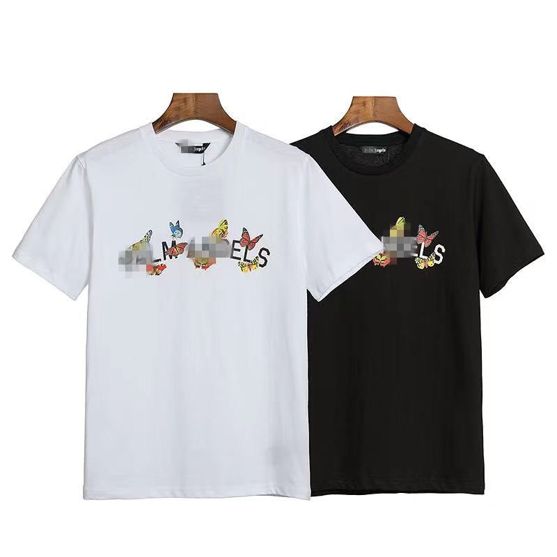 Palm Angels T Shirts Angel Letter Butterfly Print Short Sleeve T-shirt Loose