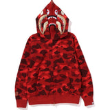 Bathing Ape Hoodie Gold Shark Head Double Hat Camouflage Sweater Men's Autumn and Winter Cardigan Zipper Jacket