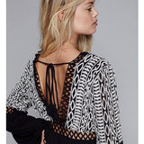 Beth Dutton Bohemian Dress Summer Spring Midi Dress Hollow out V-neck Embroidered High Waist Long Sleeve Dress