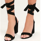 Hot Pink Heels Summer Chunky Heel Solid Color Peep Toe Sandals