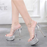 Clear Heels Stiletto Heel High Heel Sandals Female Fish Mouth Crystal Transparent Sandals