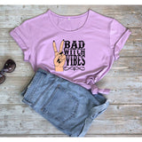 Halloween Costumes Bad Witch Vibe Shirt Bad Witch Vibes Printed Loose Fashion Men's and Women's Short-Sleeved T-shirt