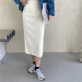 MIDI Mauve Skirt Slit Knitted Skirt Women's Autumn and Winter Midi Skirt
