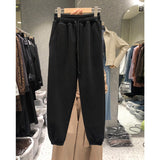 Grey Sweatpants Women's Clothing Autumn and Winter Loose Slimming and Velvet Padded Thick Casual