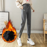 Grey Sweatpants Gray, Fleece Lining Thick Track Pants Children Autumn and Winter