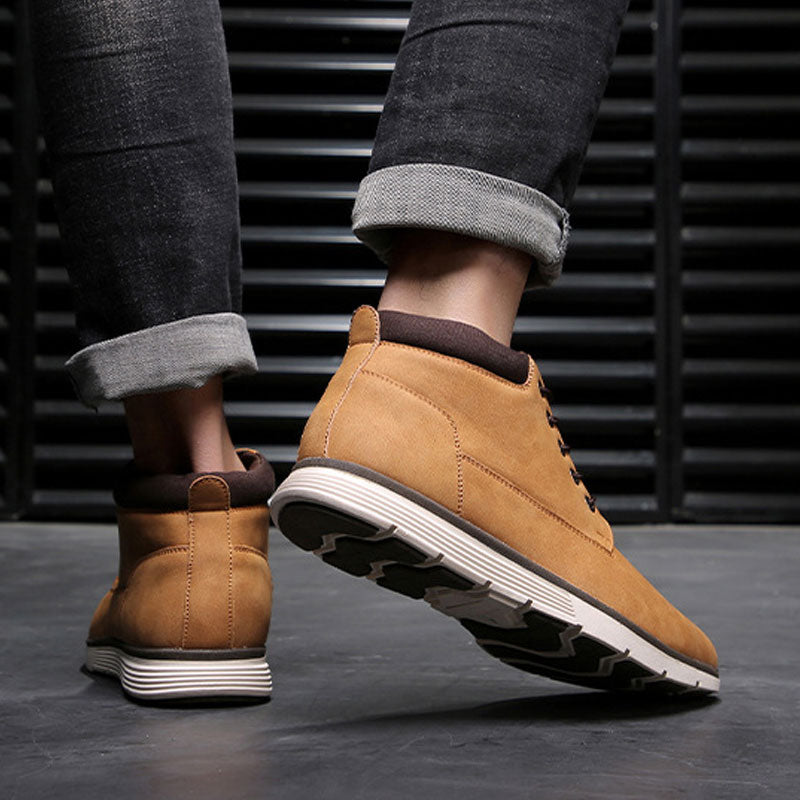 Men's Dress Shoes Classic Leather Oxfords Casual Cushioned Loafer Casual Men's Shoes Vintage Work Boots High Top Outdoor Boots