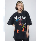 Y2g Shirts for Boys Retro Washed Short Sleeve Male Cartoon