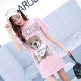 Moschino T Shirt T-Shirt Dress Loose Cotton Embroidered Letter Dress