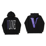Vlone Hoodie Big V-Shaped Female Destroyed Burrs Oversize Loose Large Size Men And Women
