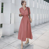 Kendall Jenner Wedding Guest Dress  Waist Slimming Elegant Slightly Mature Style Goddess Temperament Shirtdress