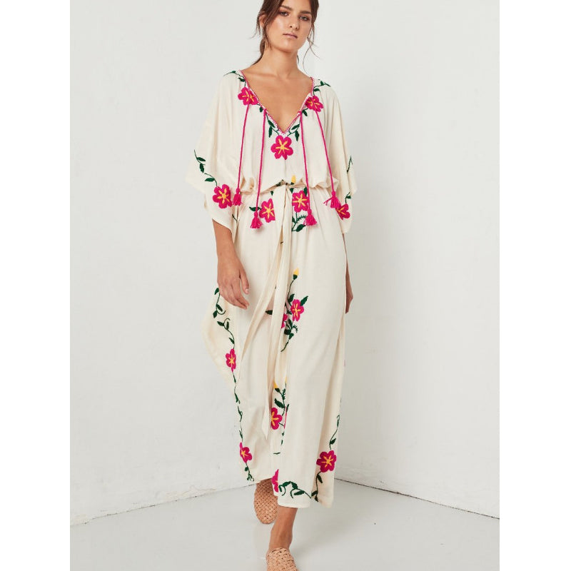 Beth Dutton Bohemian Dress Winter Autumn Maxi Dresses Embroidered Maxi Dress Blouse Dress