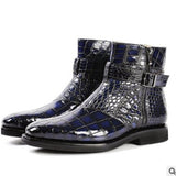 Python Boots Men's Retro Pointed Snakeskin Flat Boots