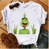 Men and Women Grinch Shirt round Neck Short Sleeve Loose