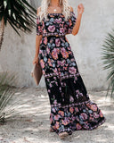 Gypsy Style Dresses off-Shoulder Printed Long Large Hem