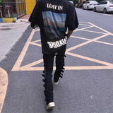 Askyurself T Shirt Wave Printed Letter 3M Reflective