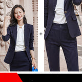 Interview Suit Women's Autumn Gray Striped Suit
