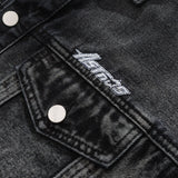 Men Denim Jackets Spring and Autumn Black Denim Jacket Men's Casual Loose