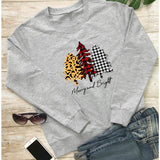Merry and Bright Sweatshirts Christmas Tree Casual round Neck Sweater