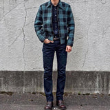 Men Winter Coats Man Fall Outfits Autumn and Winter Fashion Lapel Plaid Long-Sleeved Jacket Men's Fashion