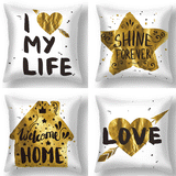 Valentine's Day Pillow Covers 4 Piece Random Styles Together, White Gold Color Love Valentine's Day Cushion Case Bedside Pillow Cover
