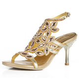 Gold Heels Fashion Women's High Heel Diamond Sandals Women's Shoes