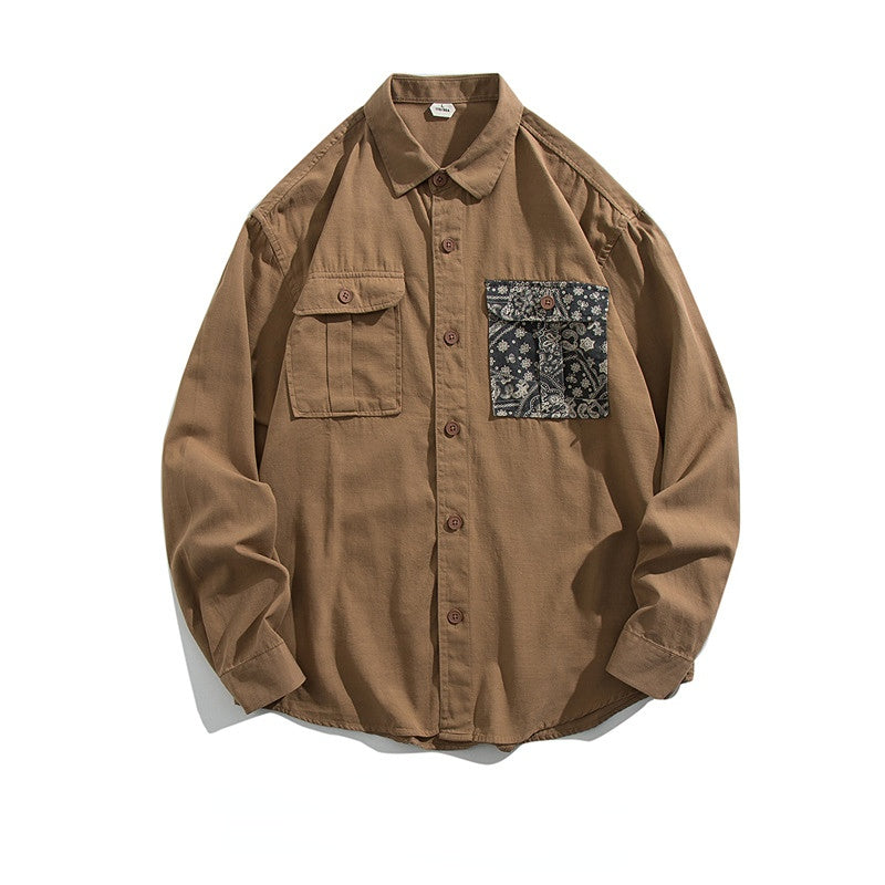 Men Jackets Tooling Pocket Long Sleeve Shirt