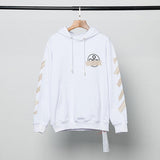 Off White Hoodie With Arrow Print Arrow Plus Size Casual And Comfortable Cotton Men'S Clothing Owt
