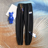 Grey Sweatpants Reflective Stripe Sweatpants High Waist Ankle-Tied Casual Sweatpants