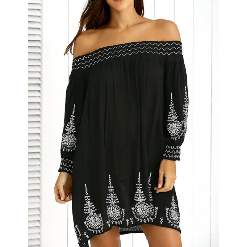 Beth Dutton Bohemian Dress Summer Spring Midi Dress Embroidered Black Dress