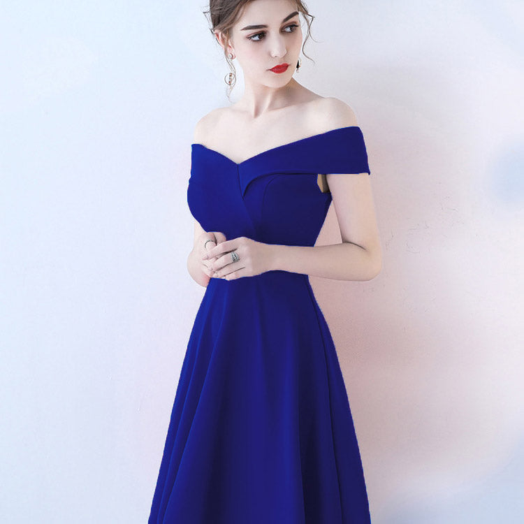 Burgundy Dress Formal Short Summer Engagement Dress off-Shoulder Slimming Banquet