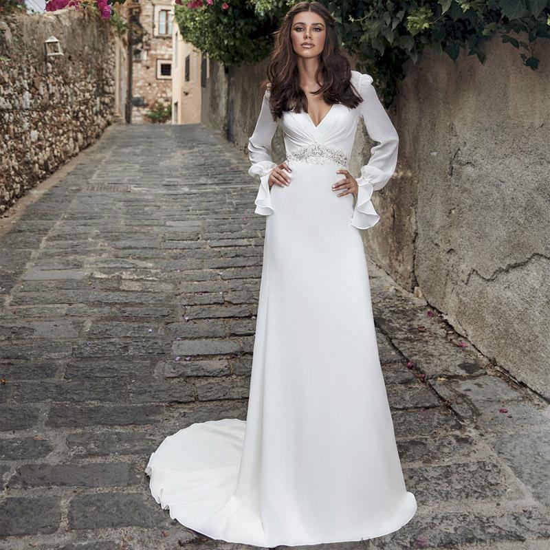 Women Lace Wedding Dress Sexy Long Sleeve Wedding Dress