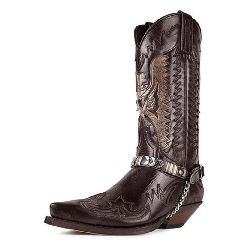 Beth Dutton Shoes Embroidered Color Block Boots Men's Boots