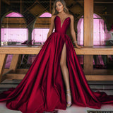 Long Homecoming Dresses Autumn Winter Sexy Deep V Split Long Dress Wedding Dress