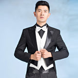 Black Tie Attire Men's Swallowtail Slim-Fitting Suit Costume Host Formal Dress Suit