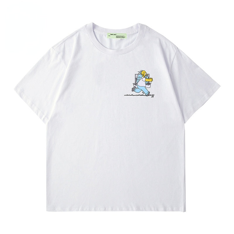 The Simpsons T Shirts Printed Letters Loose Round Neck