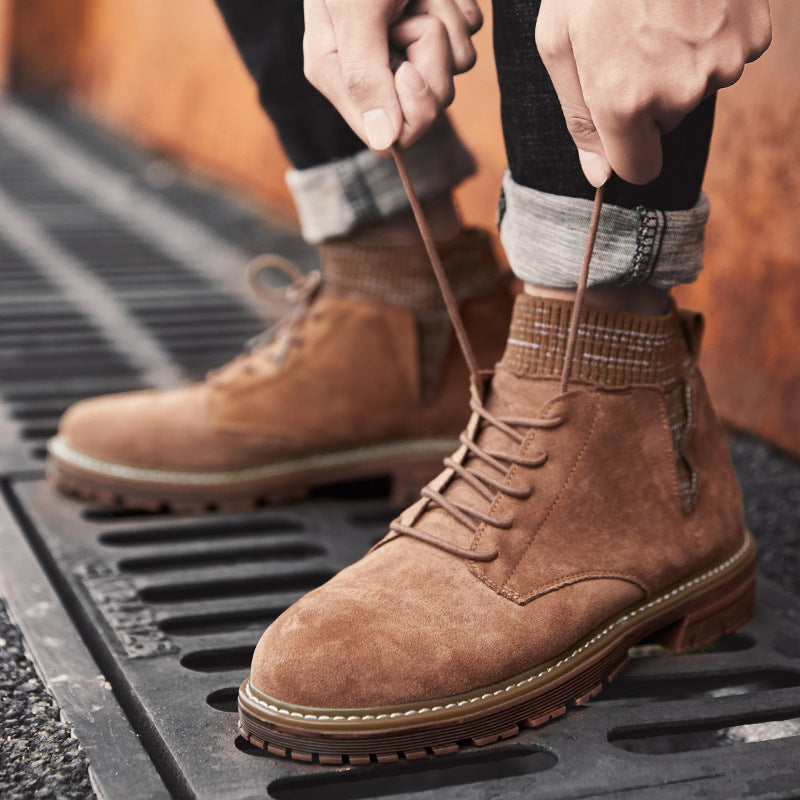 Men's Boots Work Boot Men Casual Hiking Boots Men Leisure Warm Trendy plus Velvet Men's Shoes