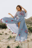 Beth Dutton Bohemian Dress Winter Autumn Maxi Dresses Embroidered Split Elegant Dress