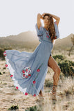 Beth Dutton Bohemian Dress Winter Autumn Maxi Dresses Embroidered Split Elegant Dress
