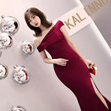 Burgundy Dress Formal Evening Dress Women's Fashionable Elegant Sexy Fishtail Dress
