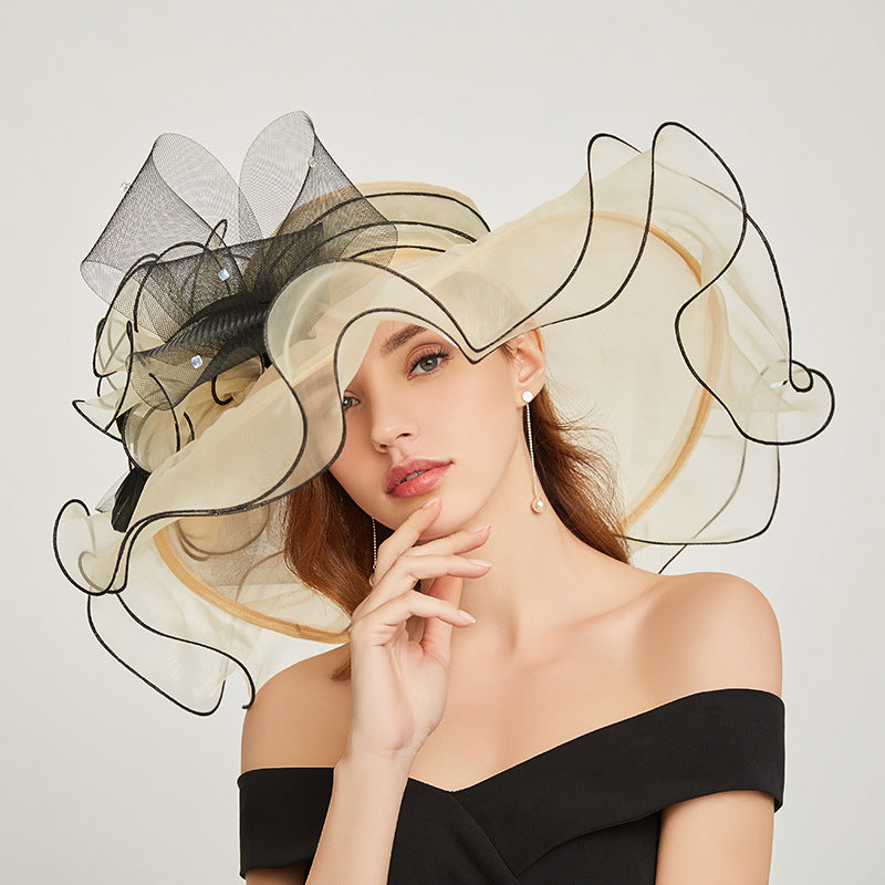 Big Hats Spring and Summer Fashion Broad-Brimmed Hat Curling Embroidered Hat