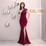 Burgundy Dress Formal Evening Dress Women's Fashionable Elegant Sexy Fishtail Dress