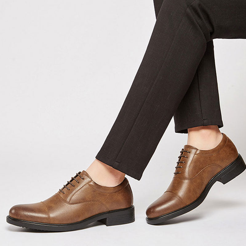 Men's Dress Shoes Classic Leather Oxfords Casual Cushioned Loafer Business Casual Formal Wear Leather Shoes round Toe