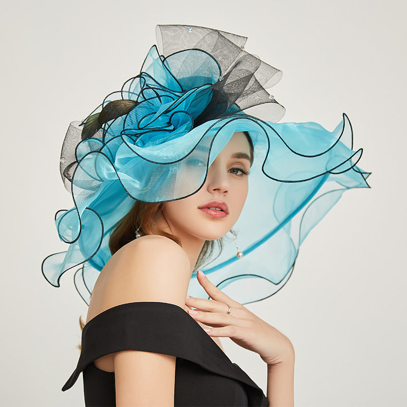 Big Hats Spring and Summer Fashion Broad-Brimmed Hat Curling Embroidered Hat