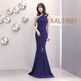 Burgundy Dress Formal Banquet Evening Dress Autumn and Winter One-Shoulder Dress