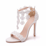 Nude Heels for Wedding Sandals Buckle Strap Shoes High Heel Sandals