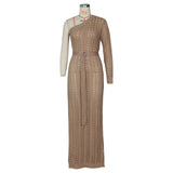 Kendall Jenner Wedding Guest Dress Hollow-out Sexy Women's High Slit Knitted